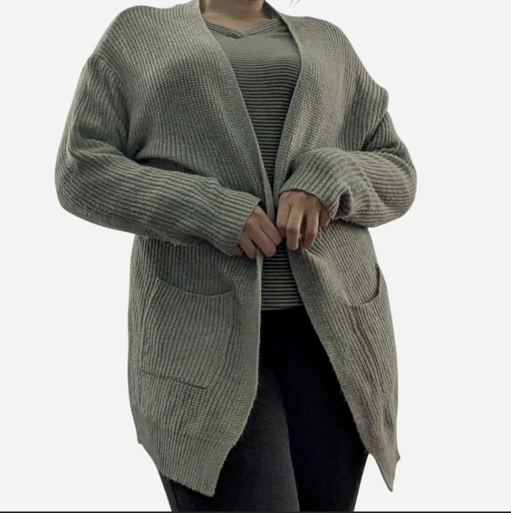 Ultra Flirt Cozy Gray Women's Sweater Cardigan
